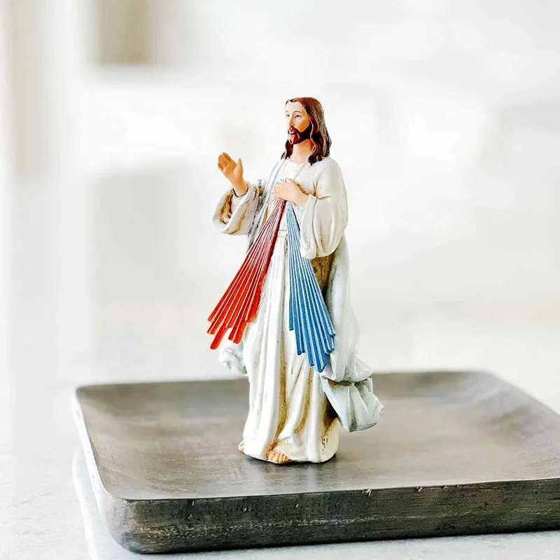 Wholesale custom religious decoration Catholic Jesus statue sculpture handmade resin Divine Mercy figurine