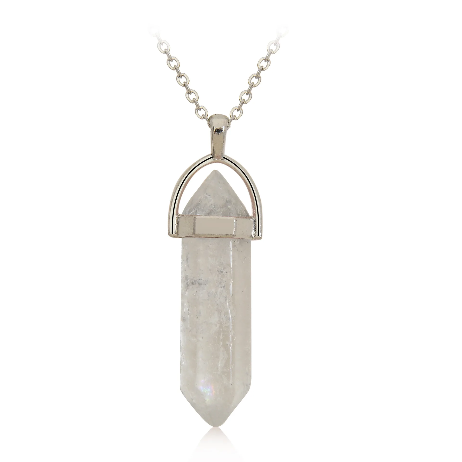 Natural Stone Bullet Shape Healing Point Pendant Necklaces Turquoise Crystal Stone Quartz Pendant Necklace Women Jewelry