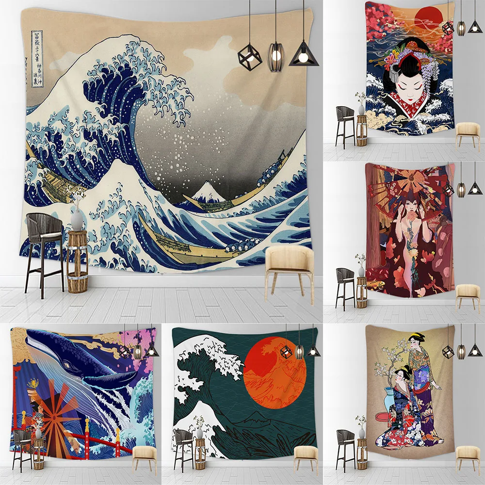 ins household goods background cloth tapestry Japanese style wall hanging beach mat hanging cloth