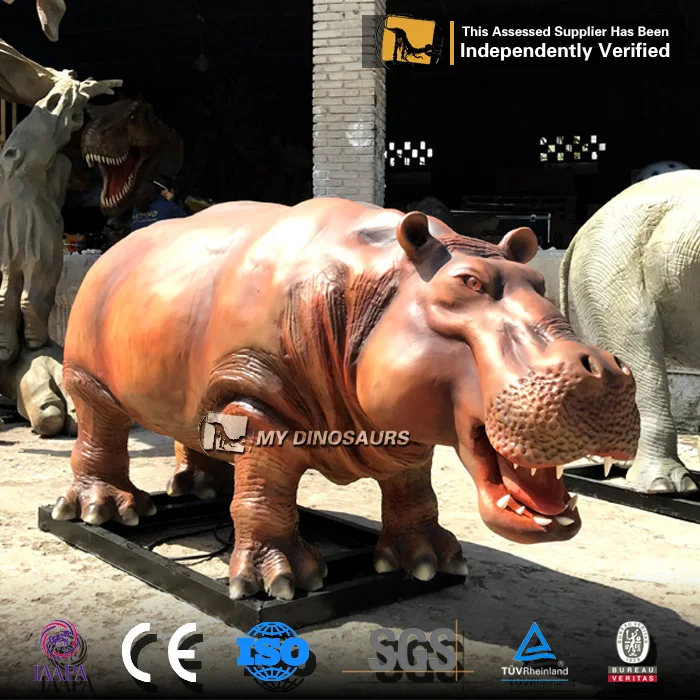 MY Dino FD025 Realistic Fiberglass Animal Statue Hippopotamus Sculpture