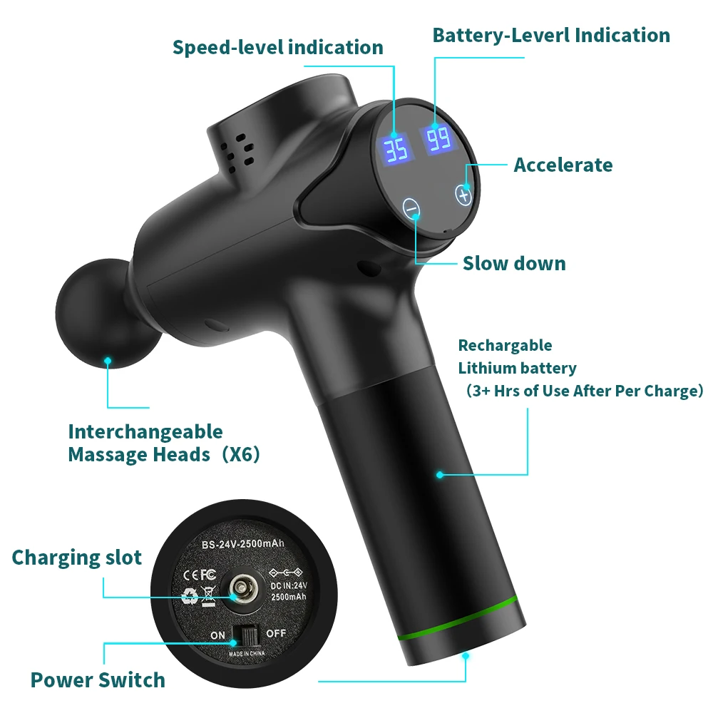 
Amazon Sports Vibrating Massage Body Gun Deep Muscle Massage Gun Equipment Dropshipping 