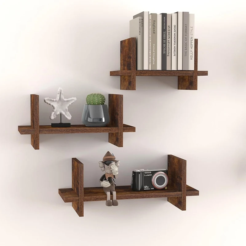 Set of 3, Hanging Storage Shelf Small Book Shelf Bookcases for Living Room, Kitchen, Bedroom,Bathroom Floating Wall Shelves