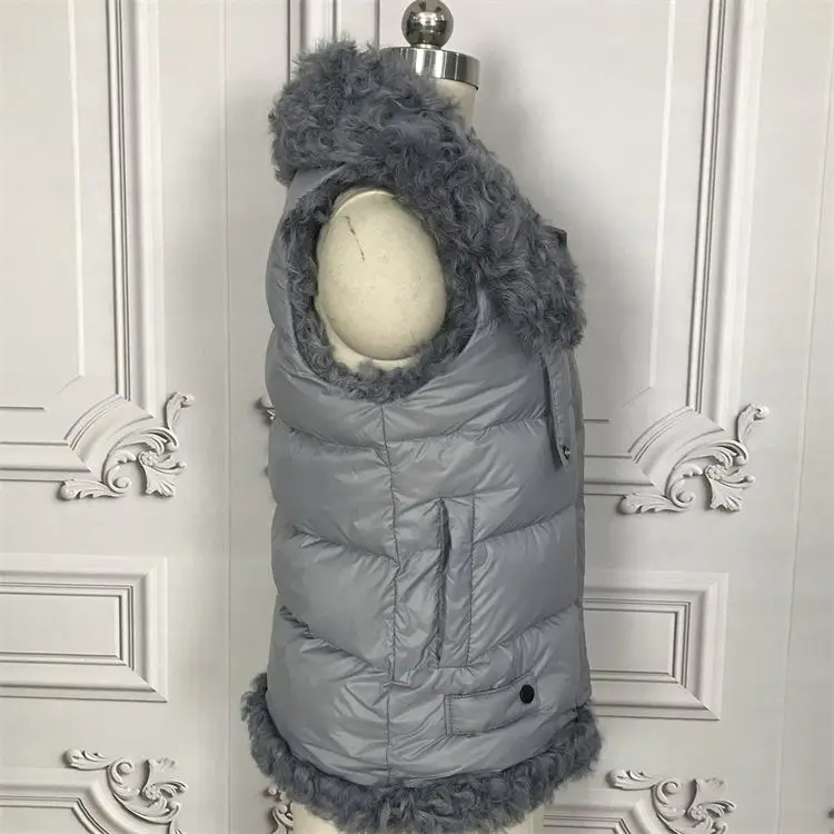 MONETCAT Stylish down vest jacket and faux rex fur vest