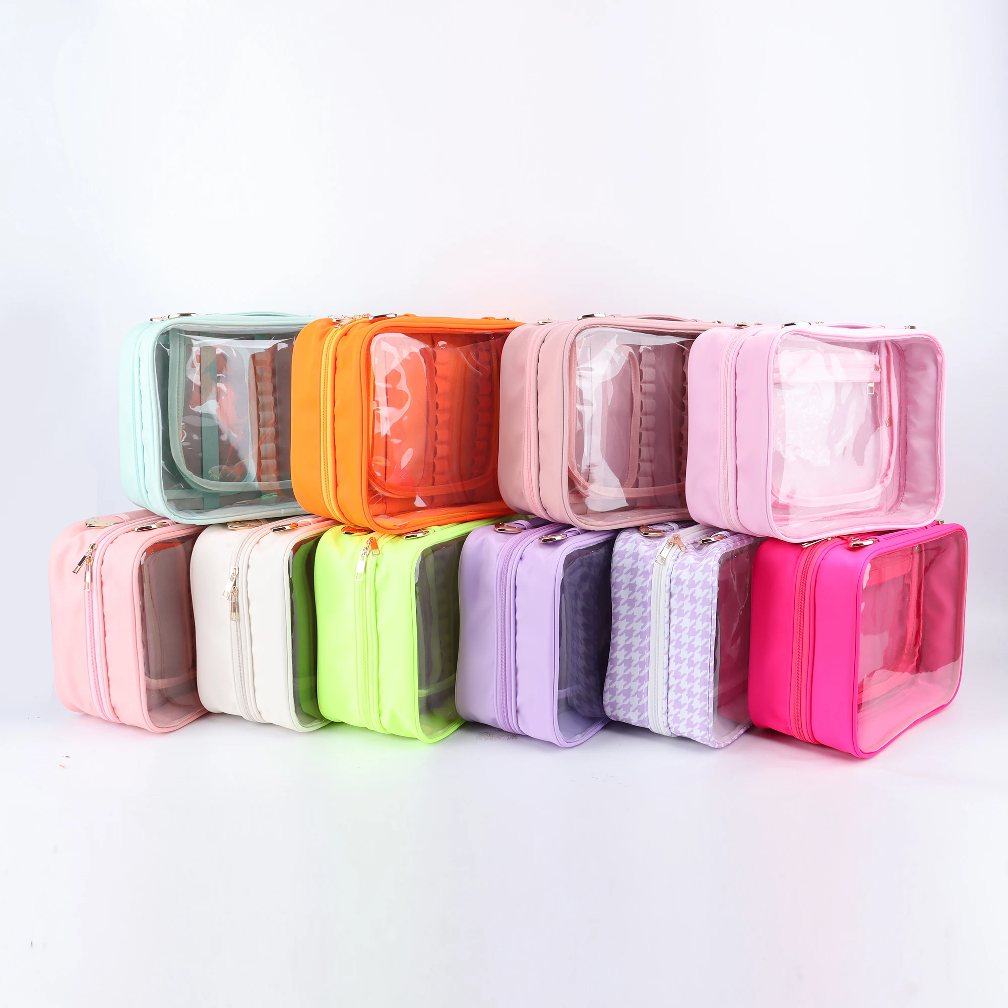 High Quality Multifunction Double Handles PVC Zipper Toiletry Bag Travel Clear Makeup Bag Cosmetic Bags Cases