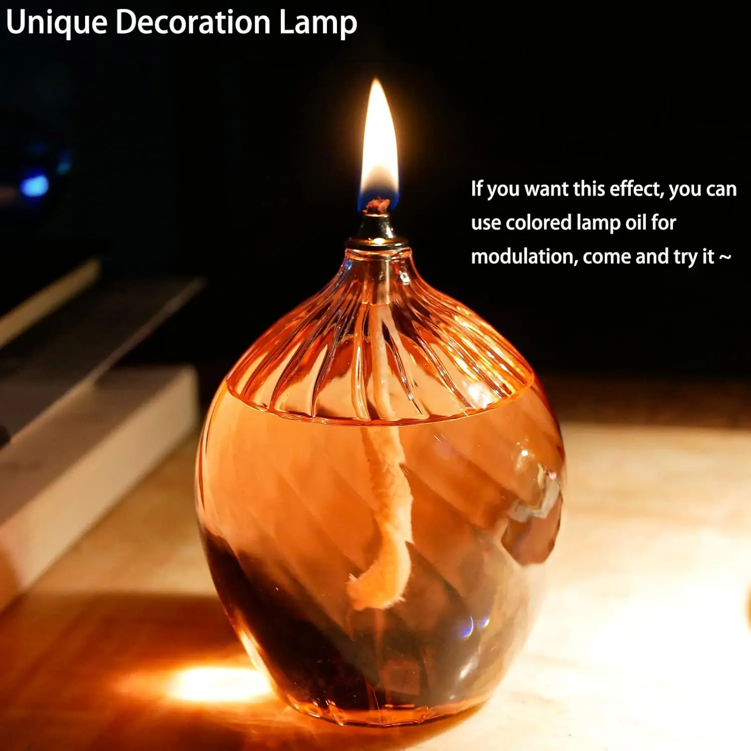 Custom Top Creative Clear Striped Glass Kerosene Lamp Oil Candle