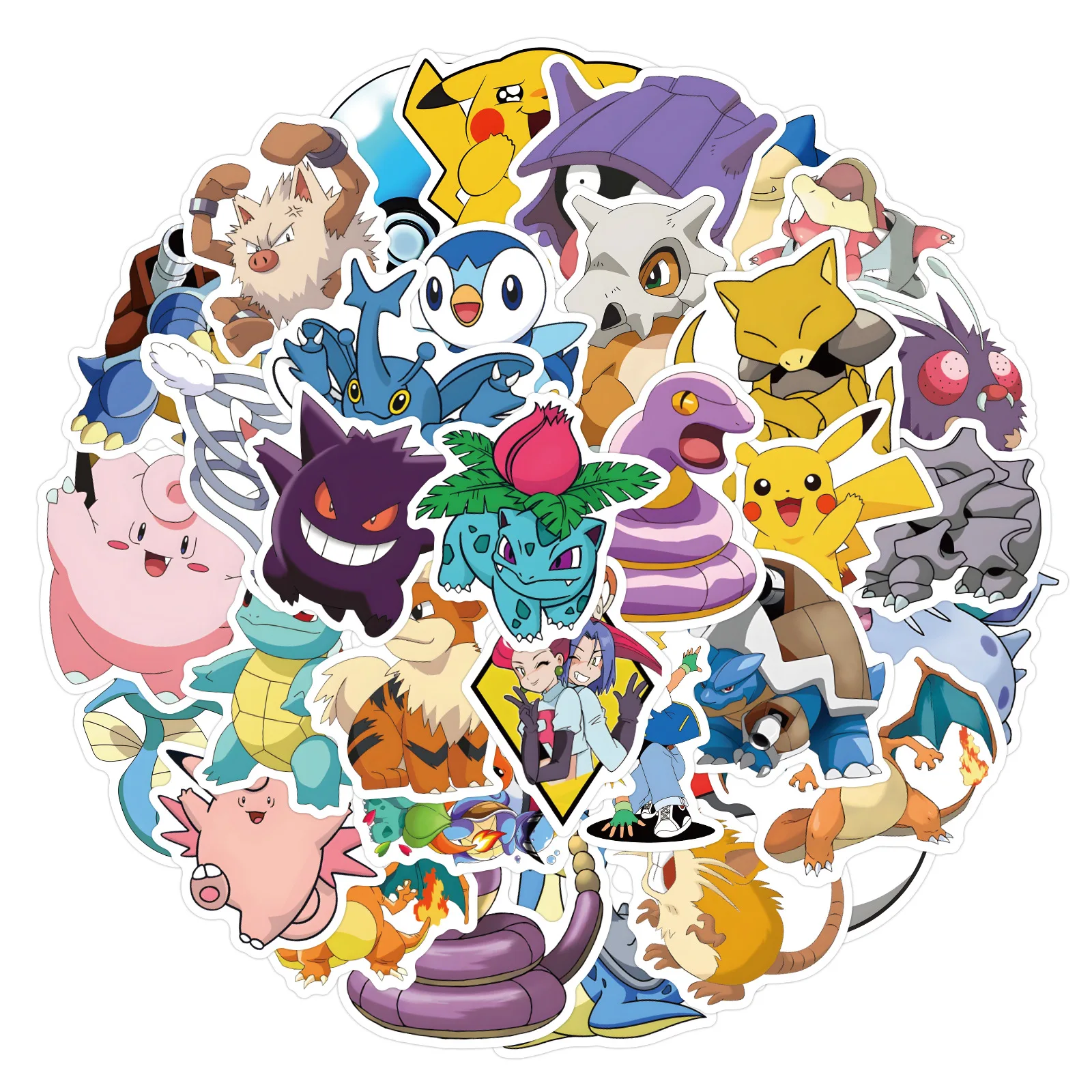 wholesale high quality 50/60PCS Pokemoned Laptop Manga Anime Stickers Waterproof PVC Printing Pocket Monsters Mirror Stickers