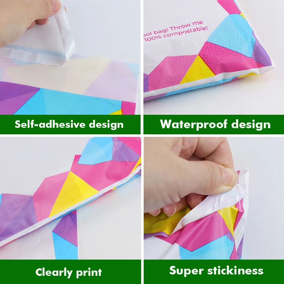 custom logo printed compostable PLA express courier bags clothes shipping package envelope poly mailer bag