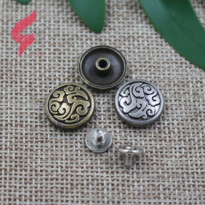 Lihui hardware Custom Embossed Brand Logo Vintage Garment Custom Logo Jacket hand-sewn buttons wholesale support