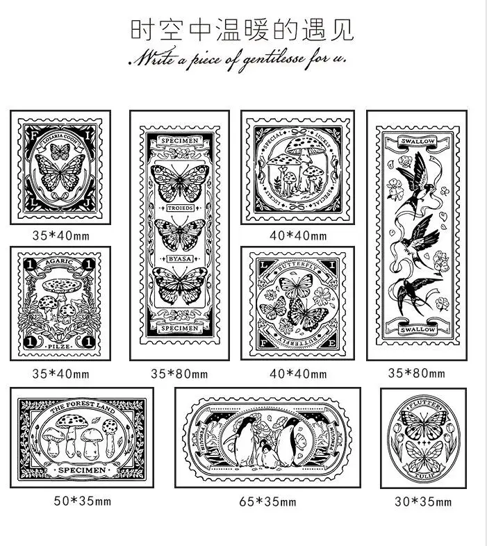 Infeel Me 9pcs creative wood rubber stamp set vintage butterfly mushroom wood stamp for planner scrapbook