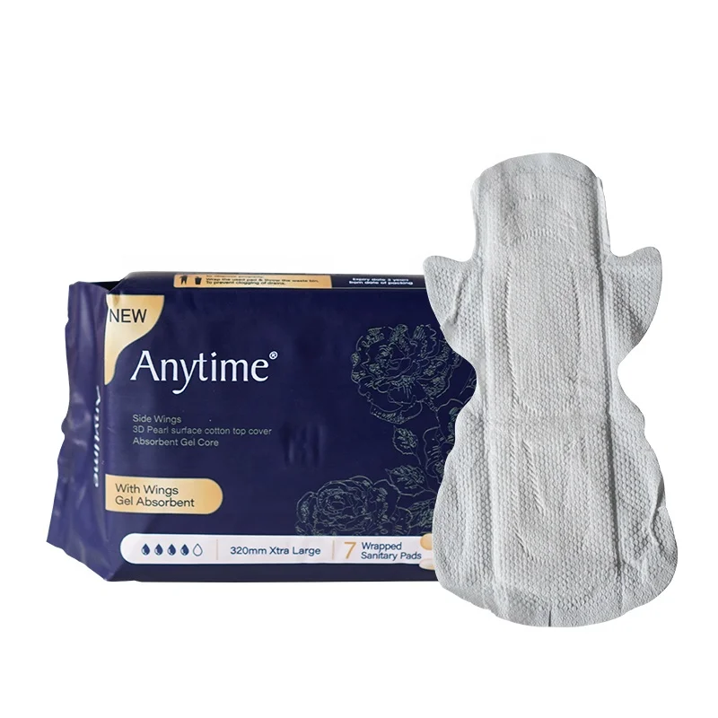 Anytime Super Absorption Best Quality 320Mm 8.5g Night Women Feminine Sanitary Napkin Long Pads Soft Cotton Pads