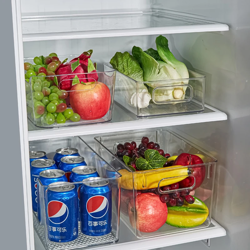 KiMin transparent rectangle kitchen organizer plastic container storage bins refrigerator fridge storage box container set