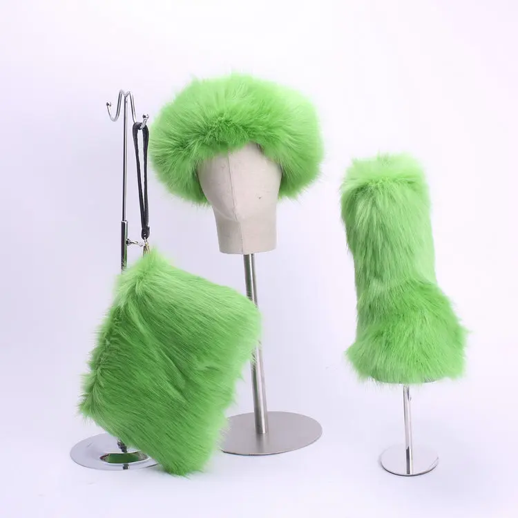 latest design winter ladies character boots faux fox fur booties for women outdoor house shoes