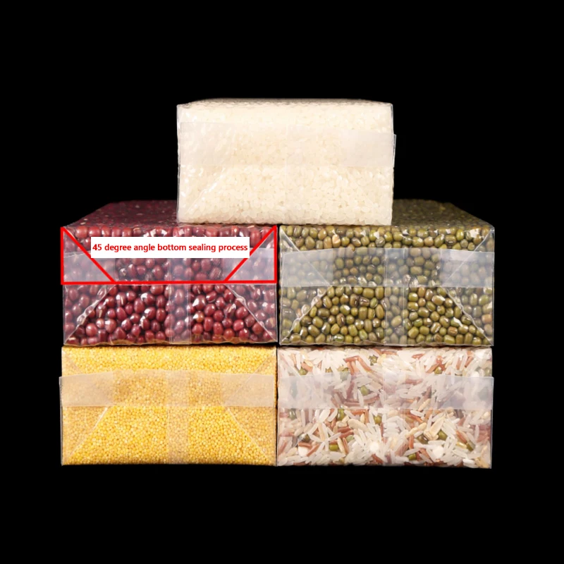 Printed food vacuum packaging plastic Pouch PET transparent plastic rice vacuum bags 1KG-5kg rice