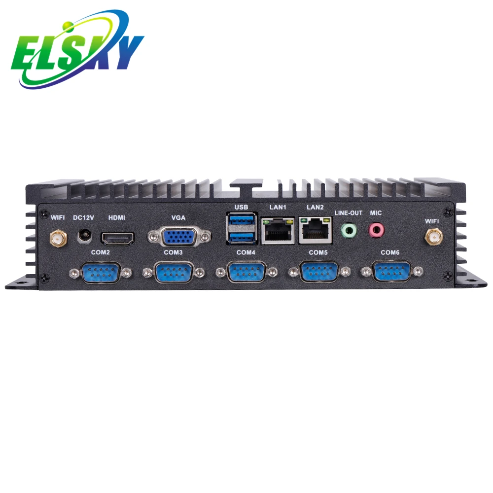 ELSKY Mini fanless Industrial PC IPC6000 Quad Core J2900 2COM rs485/rs232 LPT 1HD-MI VGA DDR3 max 8G for 4k display
