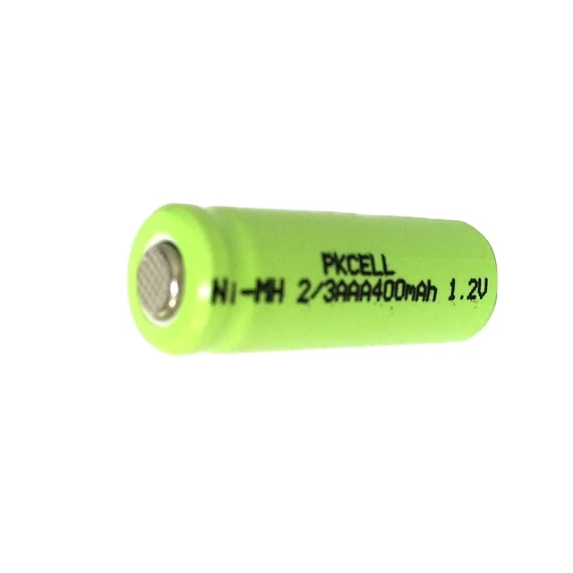 Small torch battery 2/3 AAA size 400mAh rechargeable nickel metal hybrid battery ni-mh cell flat button top