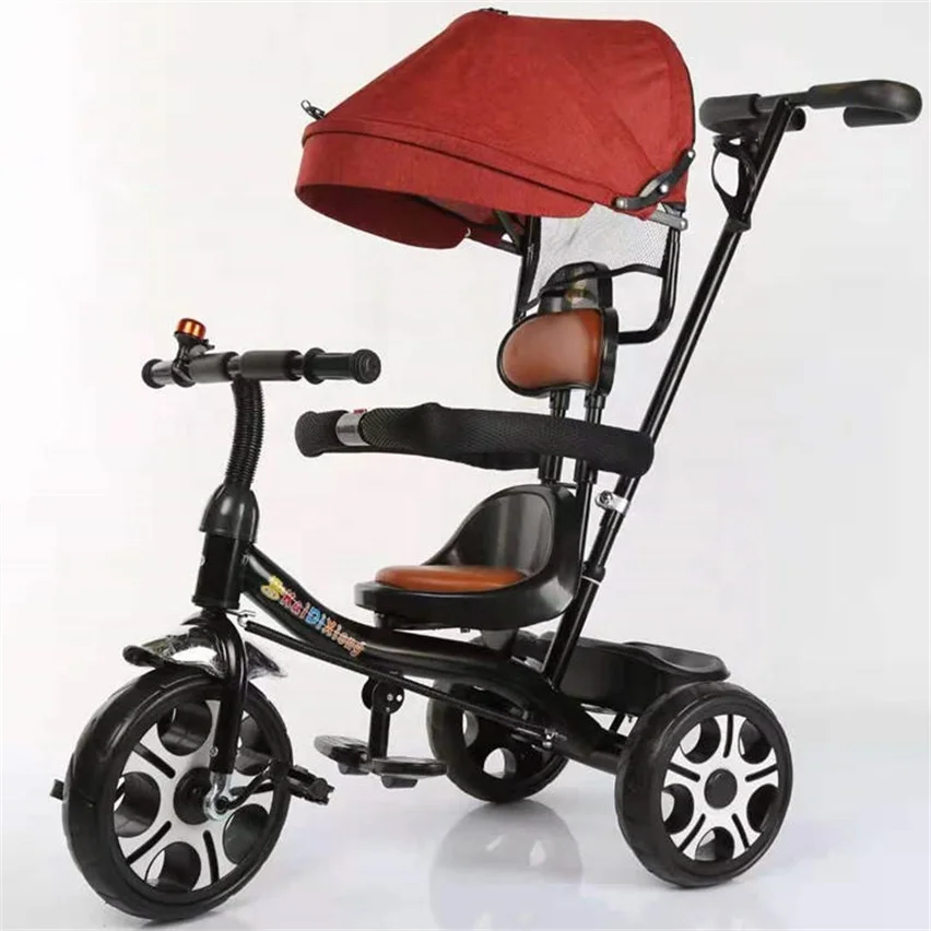 Baby tricycle 3 in 1 parents push trike with sunshade