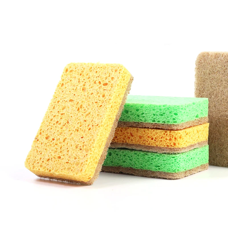 Wholesale Biodegradable Natural Cleaning Dishes Sponges High Absorbent Kitchen Sisal Cellulose Scouring Sponges Scrubber