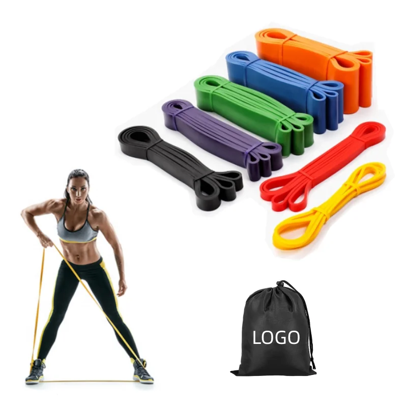 Custom Logo Resistance Bands Set Fitness Stretch Elastic Workout Booty Bands Core Sliders Jump Skipping Rope Rubber Bands
