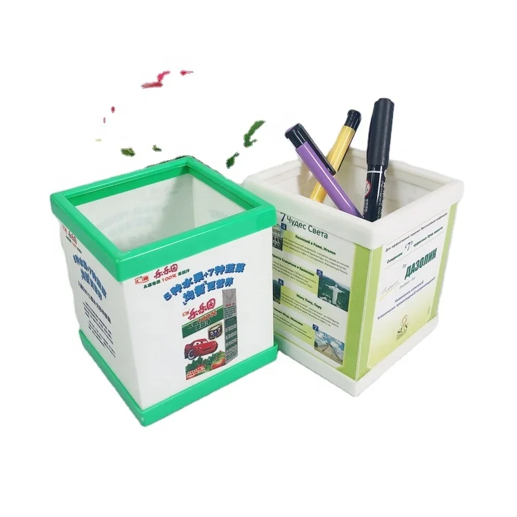 Square plastic pen holder for students advertise gifts