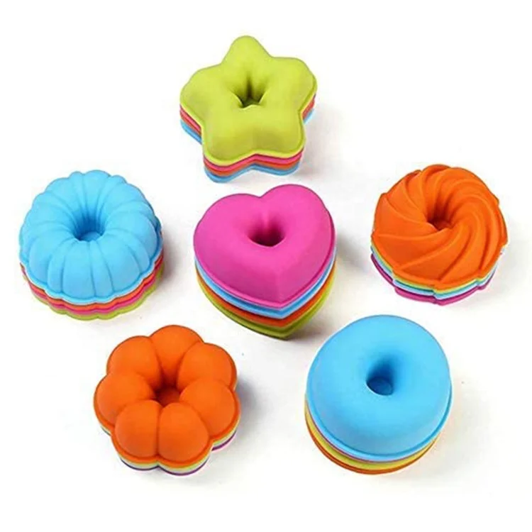 Shapes Silicone Donut Mold Muffin Cups Cake Mold Customized Moulds Cake Tools Washable Wholesale Custom Multi Flower