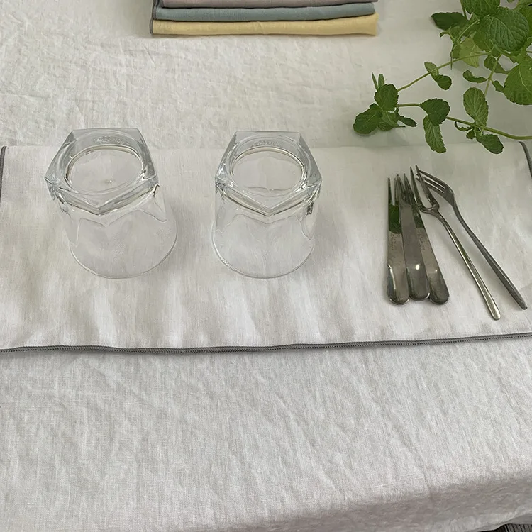 2022 Pure Color Linen Napkins Washed Linen Napkins Multi-Color Can Be Customization