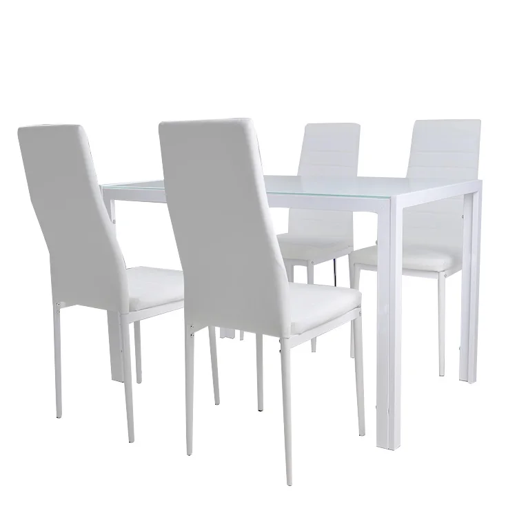 1.4m tempered glass dining table with 6 soft chairs white furniture american dining table sets 6 seater factory supply