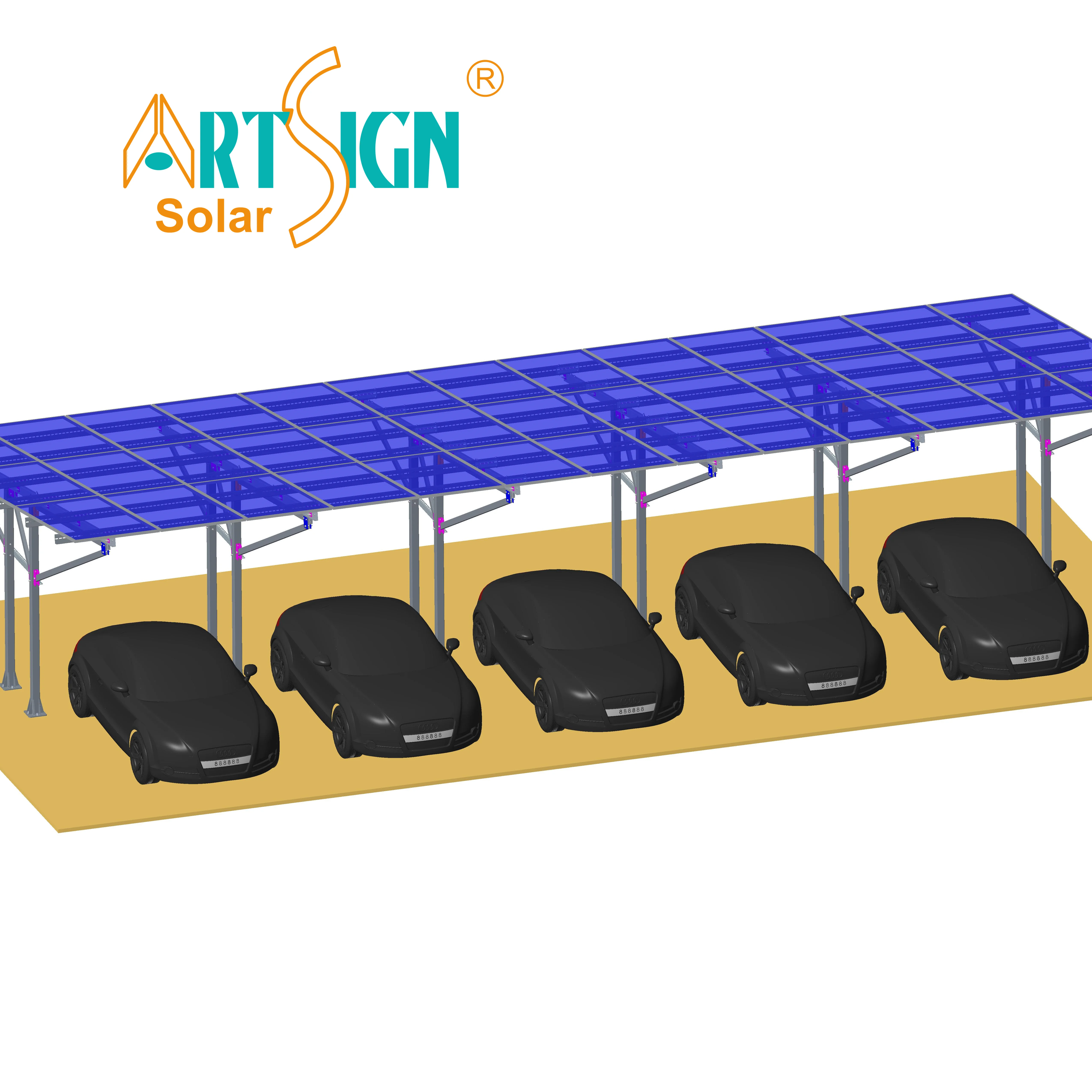 Art Sign Durable Steel Panel Mounting System Solar Carport with Customized  Design