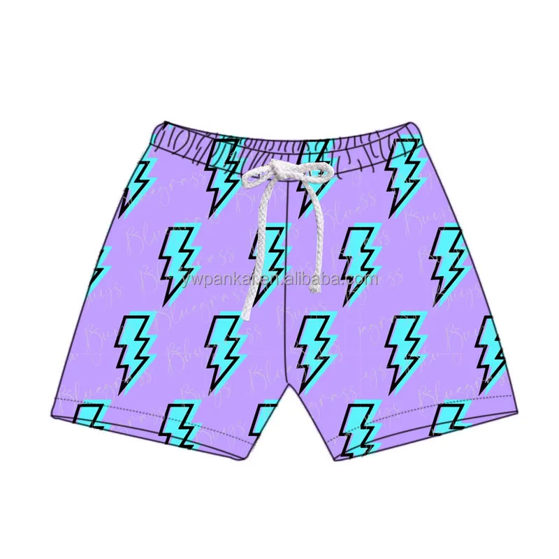 Trendy Kids Boys Elastic Swimming Trunks Turquoise Print Children Clothing Baby Boy Drawstring