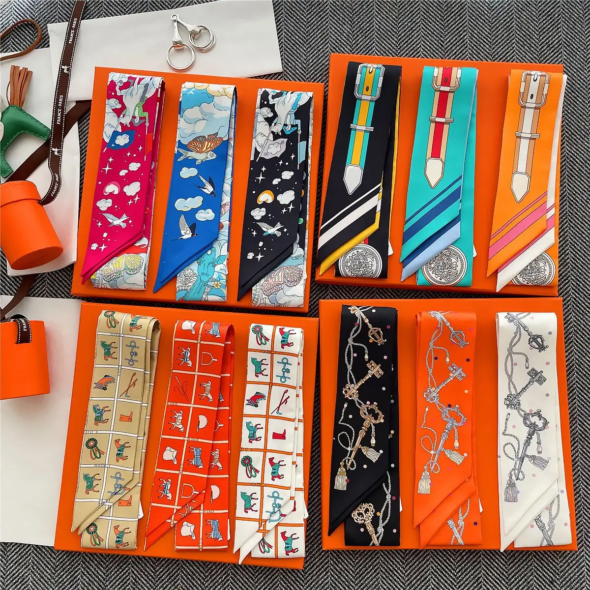 Zandy OEM & ODM 4*90 см 100% mulberry модный дизайн готовые шелковые шарфы для женщин стильные