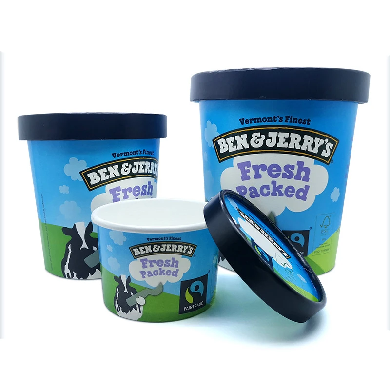 Custom printed 5 6 8 oz biodegradable frozen yogurt paper container for ice cream 4oz disposable ice cream cup