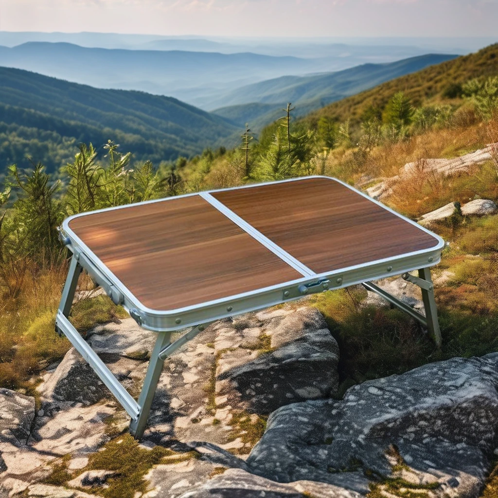 Adjustable Camping Chair and Portable Aluminum Table Solid Wood Outdoor Furniture for Picnics and Laptop Use for School