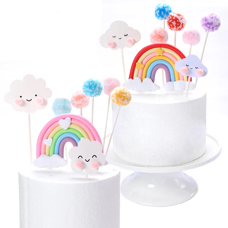 Colorful Rainbow for Happy Birthday Cake Topper Cake Decor Kids Funny Party Cupcake Supplies