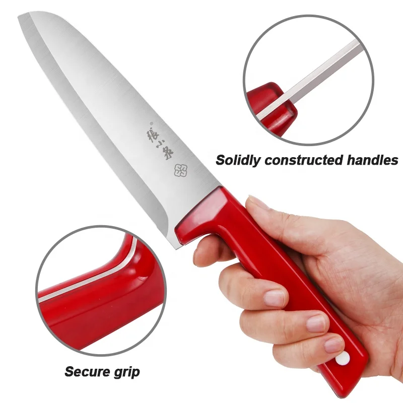 Top Fashion Red Burgundy Color 5 PCS Kitchen Knife Sets with Block
