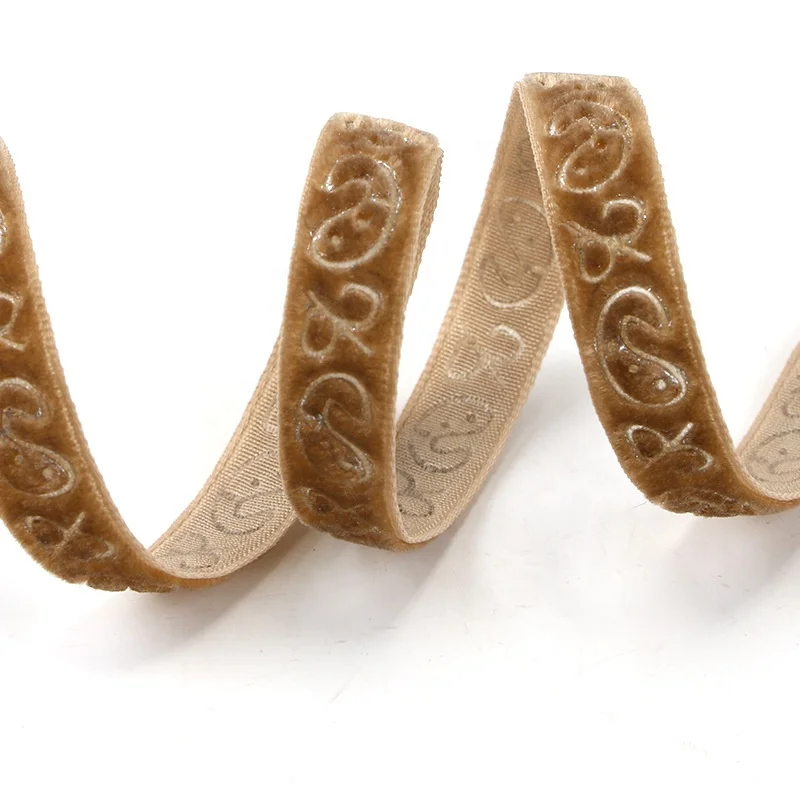 Custom Velvet Ribbon With Embossed Logo Pattern Ribbon