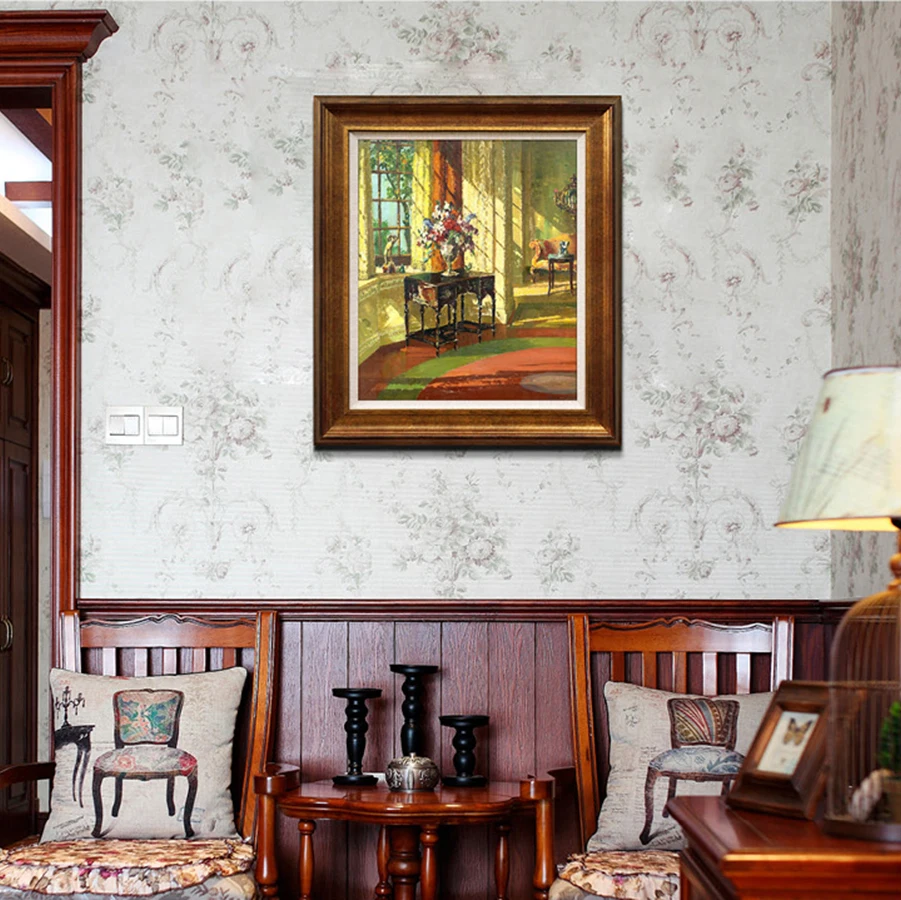 Sunshine house British landscape oil painting still life architecture European-American porch corridor decorative paintings