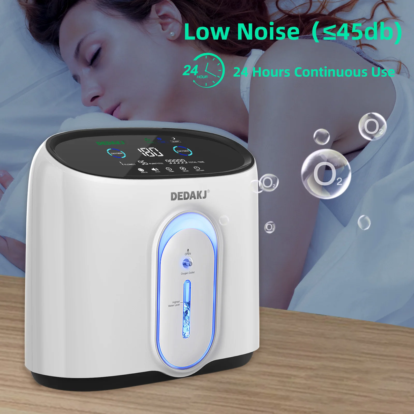 DE-Q1W Hot Selling Home use Strong breathing 1-8l  portable care easy oxgen generator oxygen concentrators