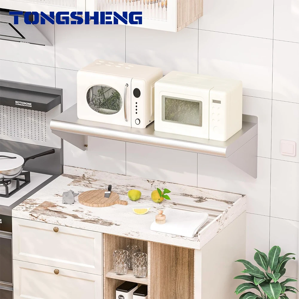 Factory Direct Single-Sided Stainless Steel Wall Mounted Shelf Light Duty Commercial Wall Mount Shelf High Quality Commercial