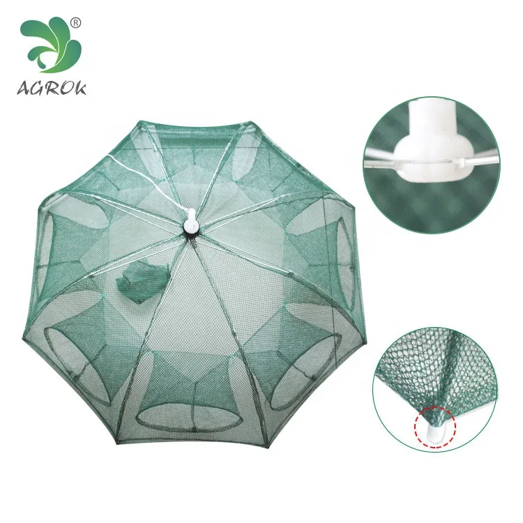 AGROK Umbrella Fishing Trap 8 Holes Aquaculture Shrimp Trap  Pulling Square Fishing Pot