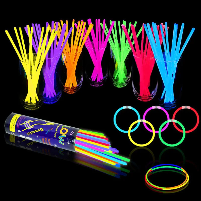 100 pcs/pack Party Fluorescence Light Glow Sticks Bracelets Necklaces Party Neon Glow Sticks Colorful Glow Stick Kids Toys