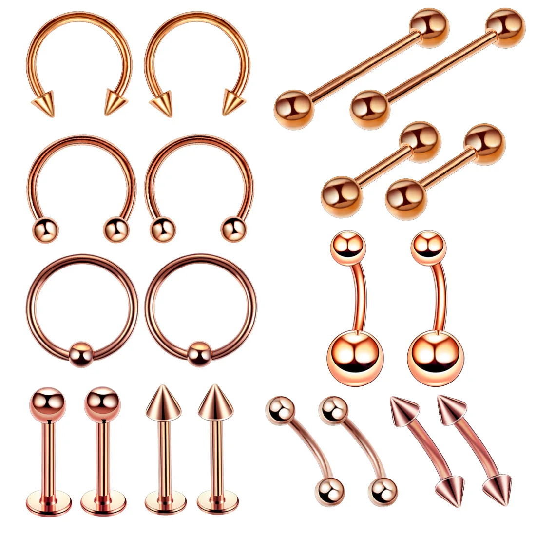 20pcs big size ball and cone hoop earrings nose ring septum piercing ear set cartilage tragus helix jewelry