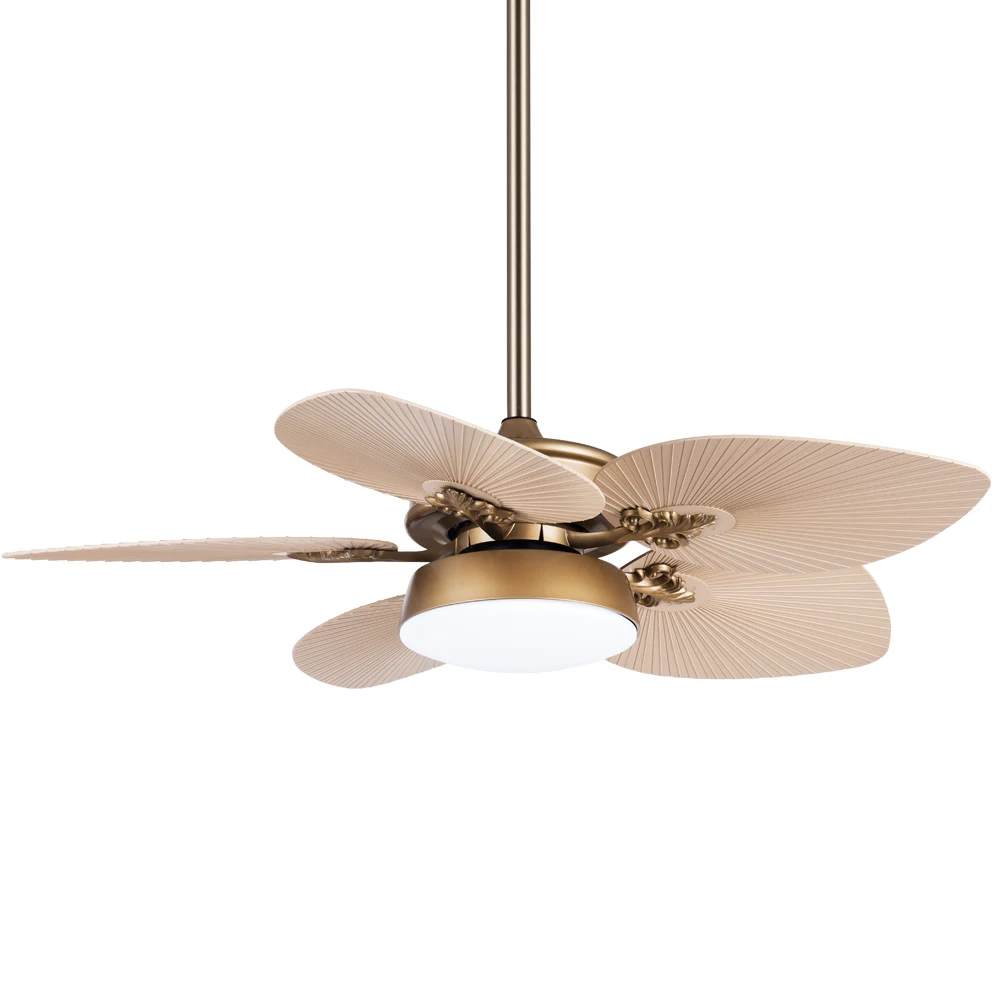 New Designs Decoration Hotel Office 52 Inch Hand-woven Rattan Blade Remote Control Ceiling Fan