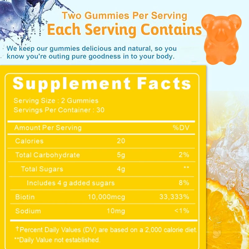WXW Hot Sale Biotin Gummies For Skin Pectin Biotin Gummies Support Hair & Nails Health In Stock