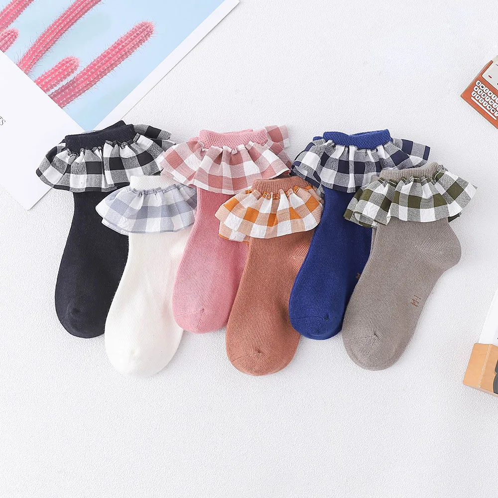 Summer little baby princess lace lattice dress pretty cute girl ruffle socks for kids