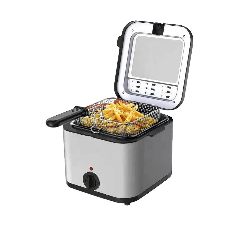 110V Household Stainless Steel Electric Fryer Square Design for Fried Chicken Chop and Chip Machine for Kitchen Use