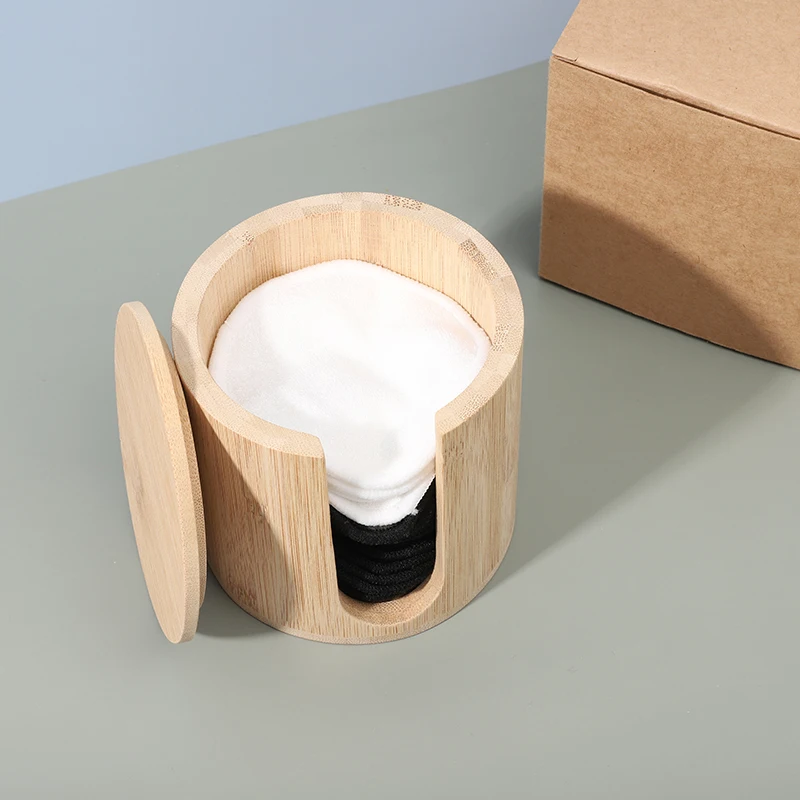 Reusable Bamboo Cotton Makeup Remover Pads with Bamboo box