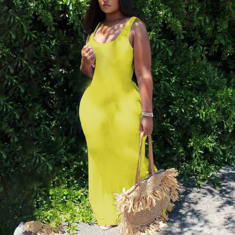 2022 Летняя распродажа модный буквенный принт плюс размер майка облегающее женское платье макси в XL-5XL Длинные повседневные платья для