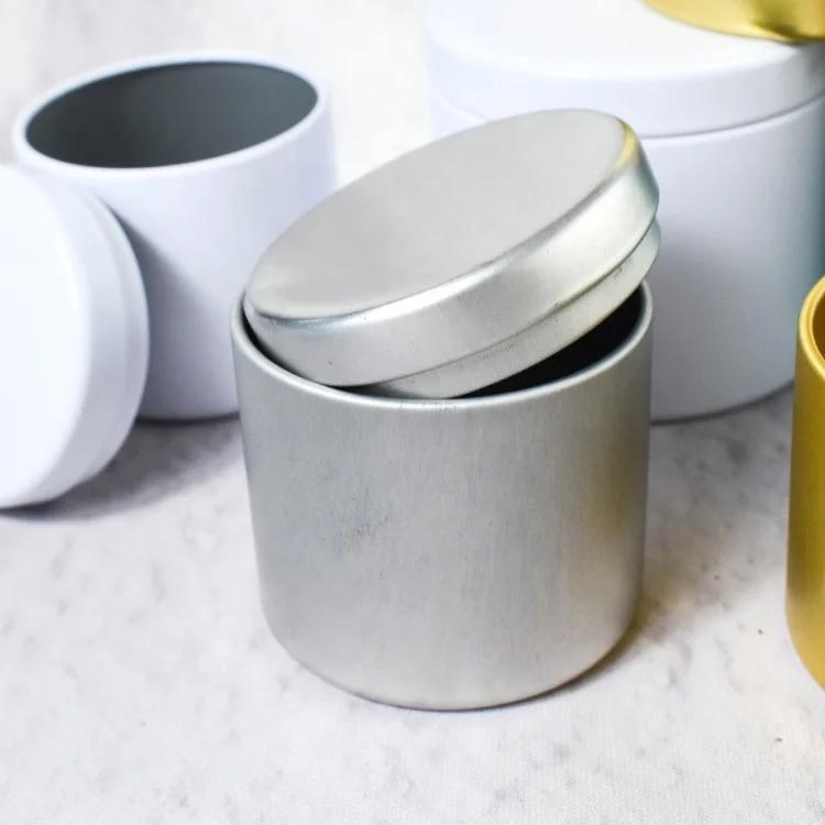 Wholesale 2oz 4oz 8oz Black White Gold Empty Round Metal Soy Wax Travel Scented Candle Tin Can Jar gold tin candle container