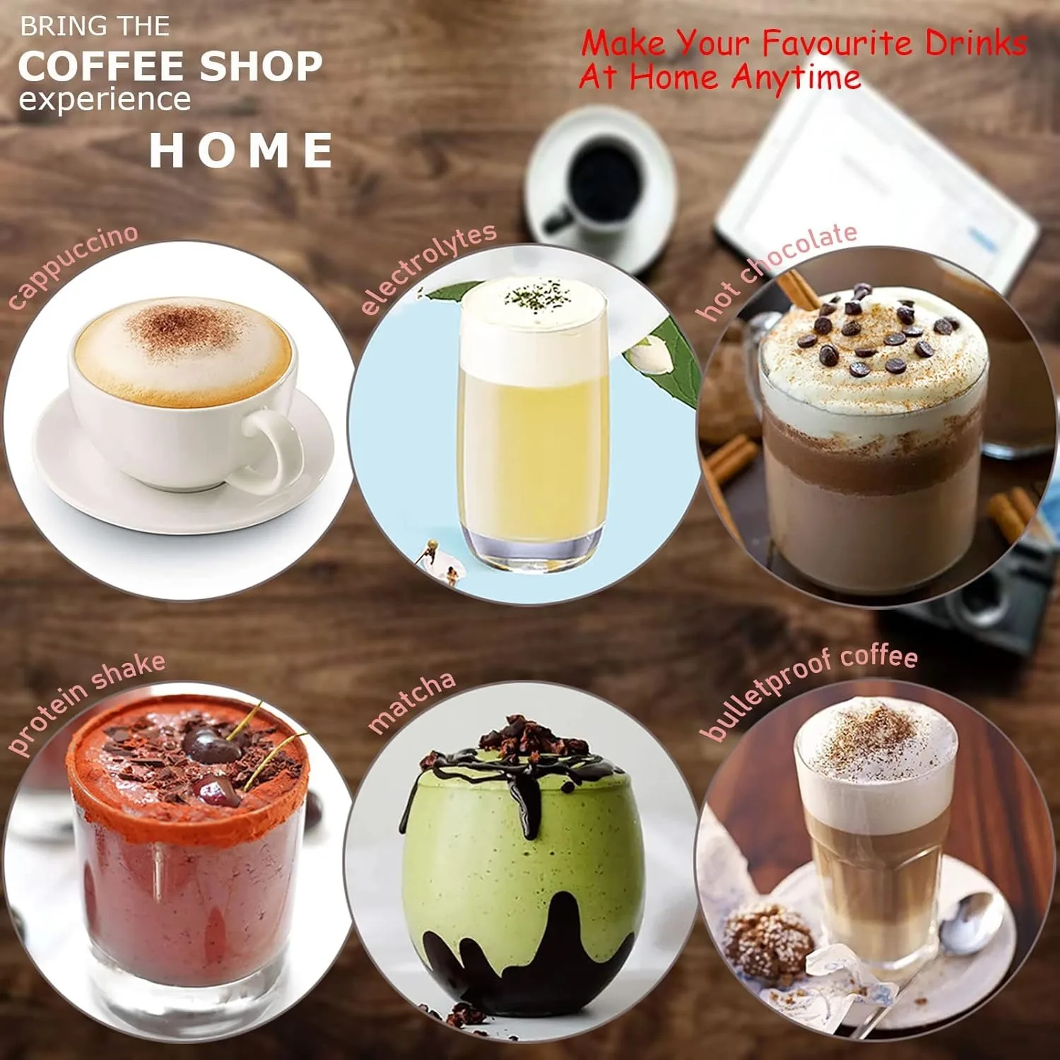 Portable Milk Frother For Coffee Lattes Whisk Mixer Mini Foamer Battery Operated Stainless Foam Maker Handheld Electric Frother