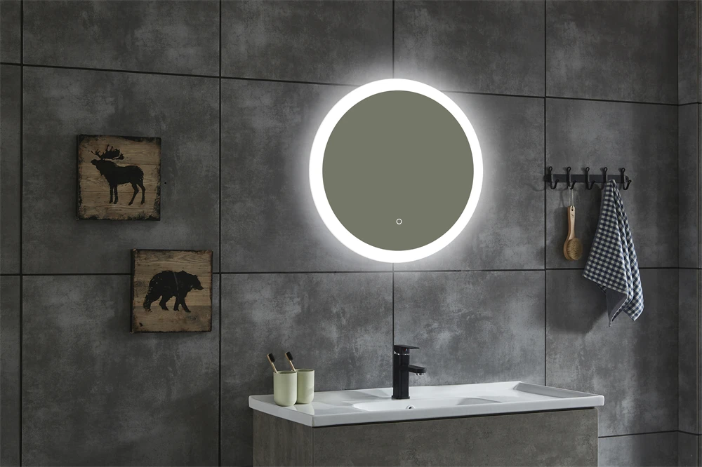 Anti fog smart led bathroom mirror round decor wall mirror with led light makeup mirror