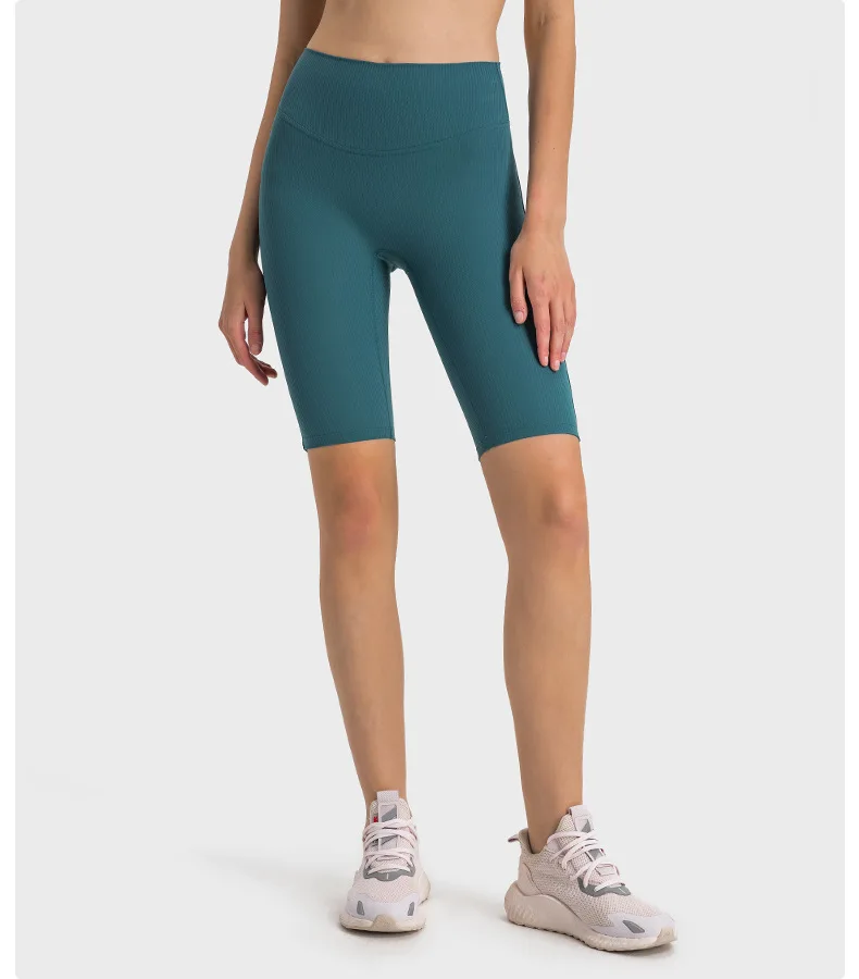 Draw strip ribbed Shaping High waist peach buttock lulu sports leggings Outdoor running fitness lulu yoga pants GYM lulu shorts